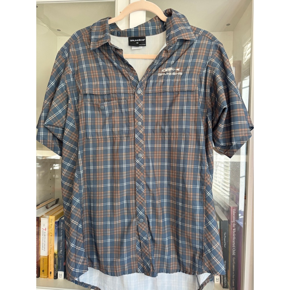 Grundens Performance Fishing‎ Gear Shirt Mens M  Plaid Vented Short Sleeve